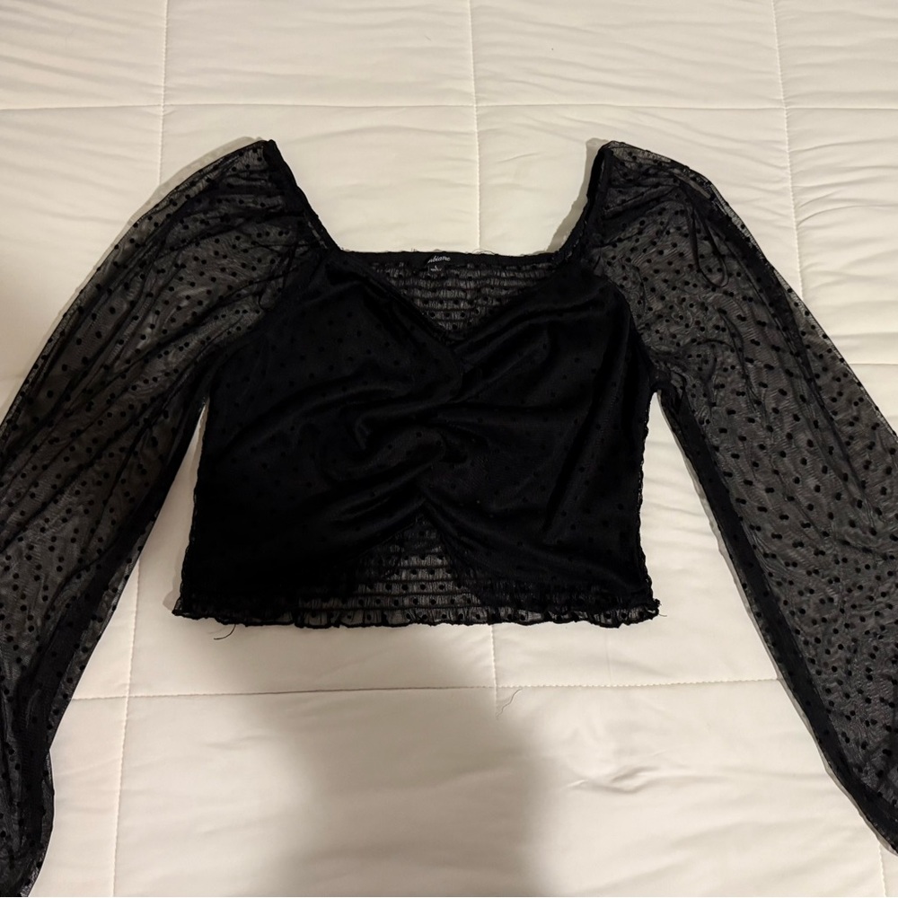 Ambiance Black Sheer Sleeve Blouse